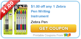 HOT New Printable Coupon: $1.00 off any 1 Zebra Pen Writing Instrument