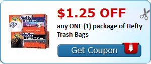 HOT Printable Coupon: $1.25 off any ONE (1) package of Hefty Trash Bags