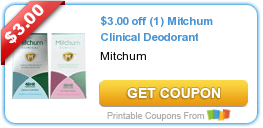 HOT Printable Coupon: $3.00 off (1) Mitchum Clinical Deodorant