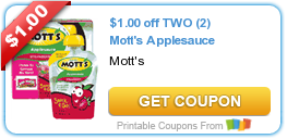 HOT Printable Coupon: $1.00 off TWO (2) Mott’s Applesauce