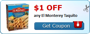 HOT New Printable Coupon: $1.00 off any El Monterey Taquito