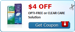 HOT Printable Coupon: $4.00 off OPTI-FREE or CLEAR CARE Solution