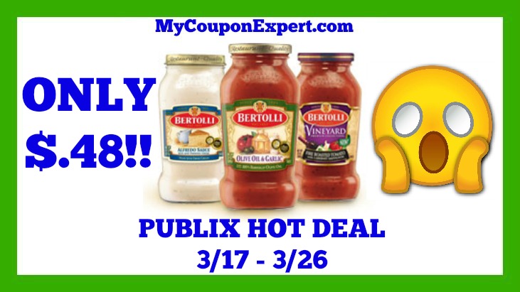 Publix Hot Deal Alert! Bertolli Sauce Only $.48 Starting 3/17