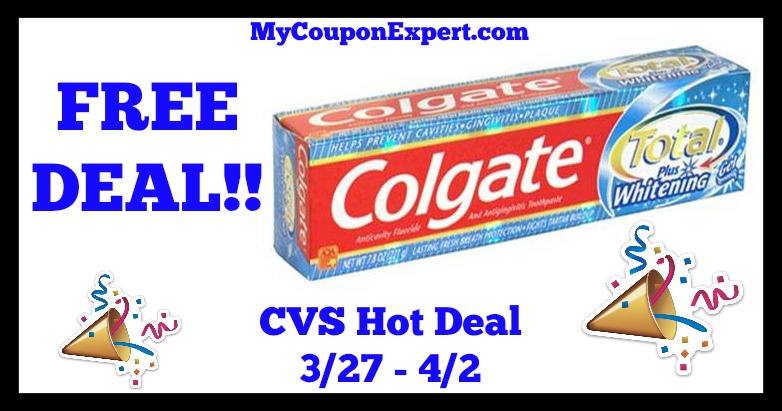 Check it out! FREE Colgate Toothpaste at CVS Until 4/2