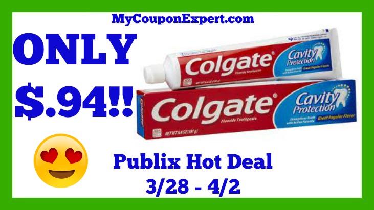 Publix Hot Deal Alert! Colgate Toothpaste Only $.94 Until 4/2