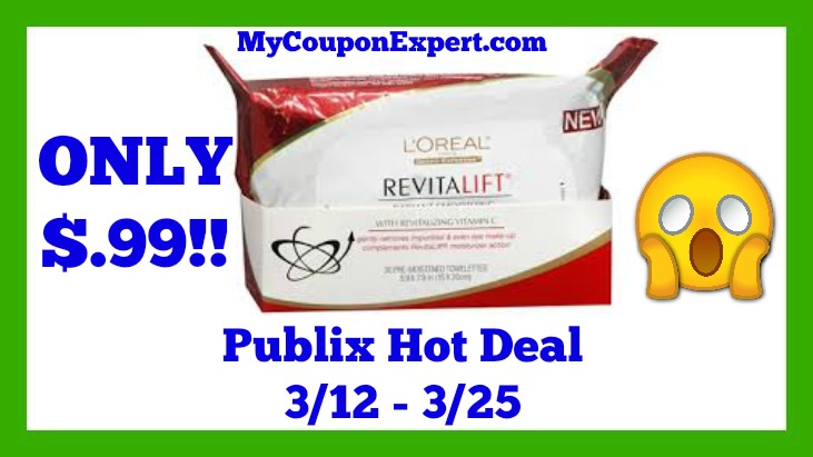 Publix Hot Deal Alert! L’Oreal Revitalift Wipes Only $.99 Until 3/25