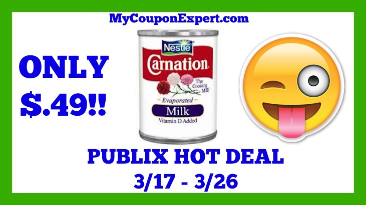 Publix Hot Deal Alert! Nestle Carnation Evaporated Milk Only $.49 Until 3/26