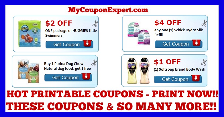 CHECK THESE COUPONS OUT & PRINT NOW!! Softsoap, Purina, Schick, Crest, Sparkle, Huggies, McCormick, and MORE!!