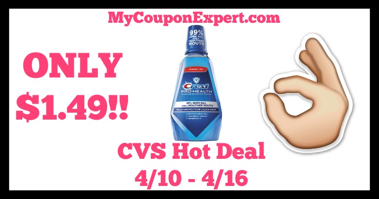Check it out! Crest Mouthwash Only $1.49 Starting 4/10 at CVS!!