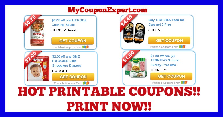 Check These Coupons Out & Print NOW!! Huggies, Sheba, Jennie-O, Herdez, Gerber, Febreze, Luvs, and MORE!!