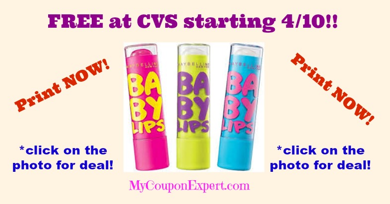 HOT DEAL!! Check this out!! FREE Maybelline Baby Lips at CVS Until 4/16!!