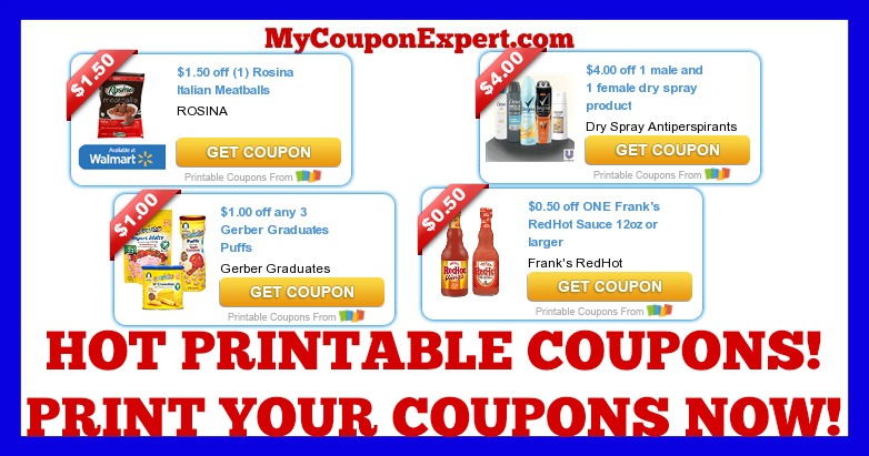 Check These Coupons Out & Print NOW!! Gerber, Frank’s, Hefty, Dr. Scholl’s, Rosina, Degree, and MORE!!