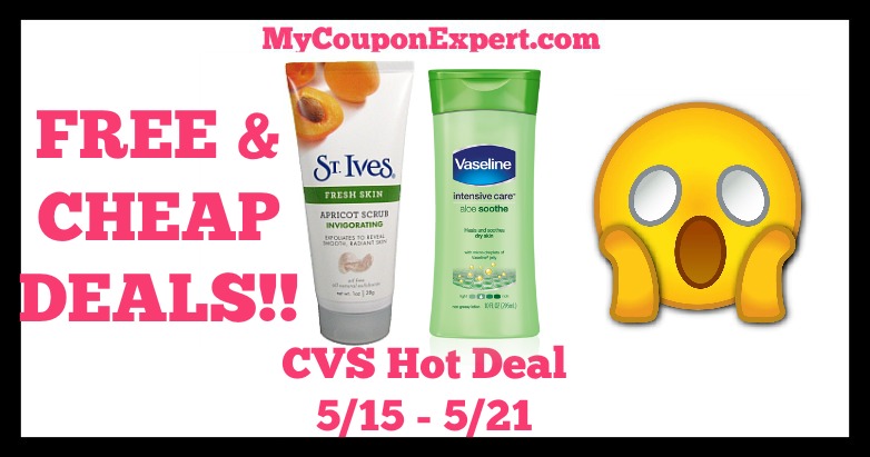 CVS Hot Deal Alert!! FREE or CHEAP Vaseline & St. Ives Products Starting 5/15