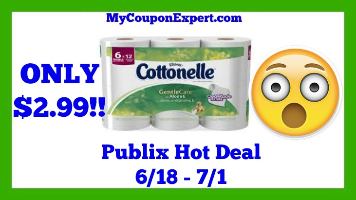 Publix Hot Deal Alert! Cottonelle Bath Tissue Gentle Care Aloe & E, 6 Double Rolls Only $2.99 Until 7/1