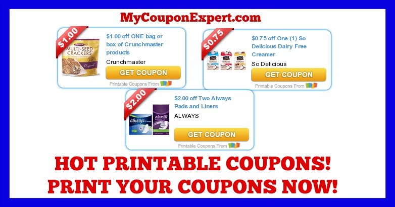 Check These Coupons Out & Print NOW!! Always, Dulcolax, Meow Mix, Evol, Crunchmaster, and MORE!