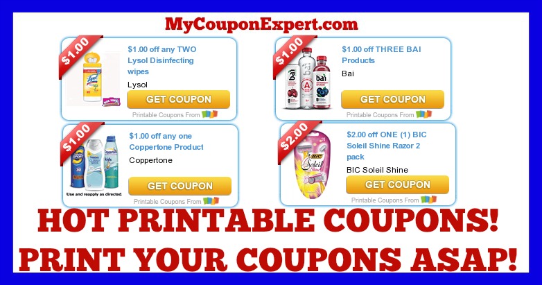 Check These Coupons Out & Print NOW! BIC, Coppertone, Lysol, Purina, Kotex, Simply Pure, and MORE!