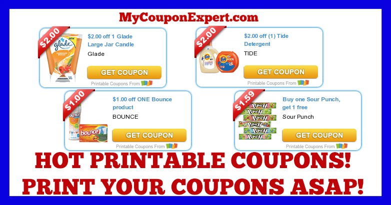 Check These Coupons Out & Print NOW! Bounce, Dannon, Tide, Glade, Gain, Lysol, Rachel Ray, and MORE!