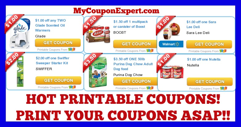 Check These Coupons Out & Print NOW! Nutella, Swiffer, Boost, Purina, Glade, Sara Lee, OxiClean, and MORE!