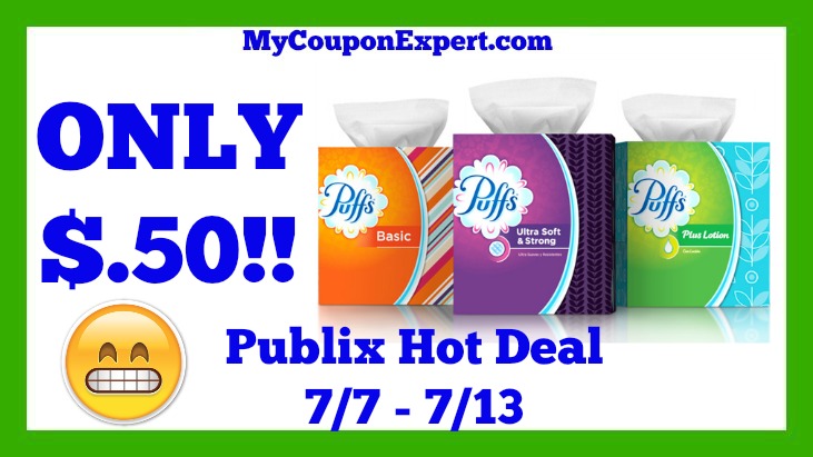 Publix Hot Deal Alert! Puffs White Facial Tissues Only $.50 Until 7/13