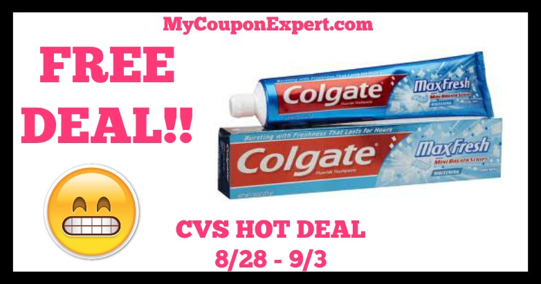 CVS Hot Deal Alert!! FREE Colgate Toothpaste Starting 8/28