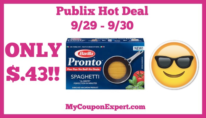 Hot Deal Alert! Barilla Pasta Only $.43 at Publix from 9/29 – 9/30