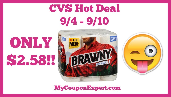 CVS Hot Deal Alert!! Brawny 6 Roll Packs Only $2.58 Starting 9/4