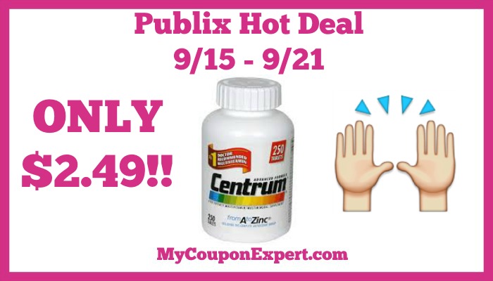 Publix Hot Deal Alert! BIG BOTTLE of Centrum Only $2.49 Until 9/21