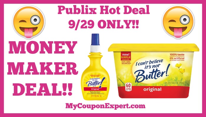 Hot Deal Alert! OVERAGE on I Can’t Believe It’s Not Butter at Publix – 9/29 ONLY!