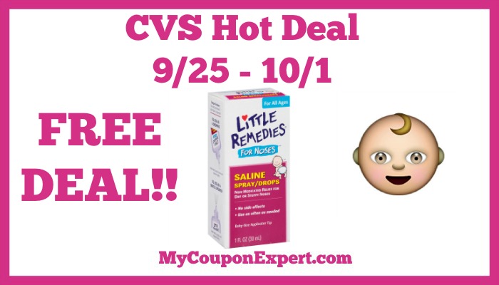 Hot Deal Alert!! FREE Little Remedies for Noses Saline at CVS from 9/25 – 10/1