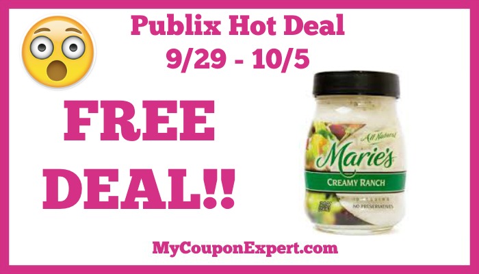 Hot Deal Alert! FREE Marie’s Dressing at Publix from 9/29 – 10/5