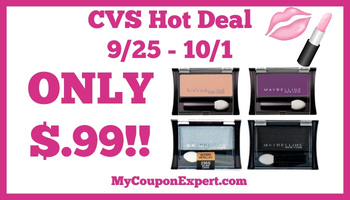 Hot Deal Alert!! Maybelline Eyeshadow Singles Only $.99 at CVS from 9/25 – 10/1