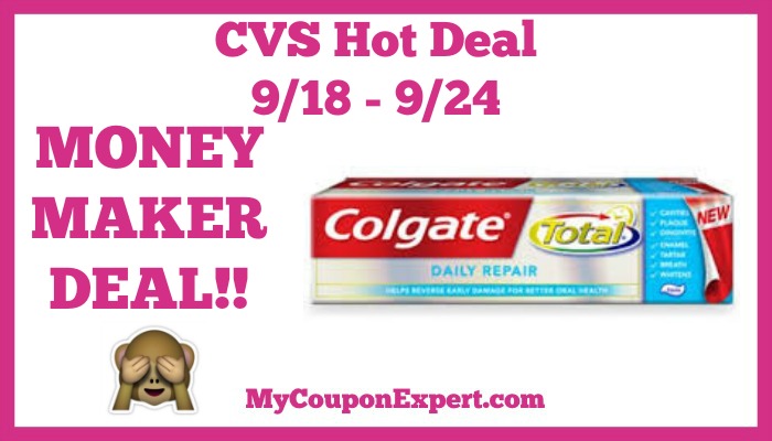CVS Hot Deal Alert!! OVERAGE or FREE Colgate Toothpaste Starting 9/18