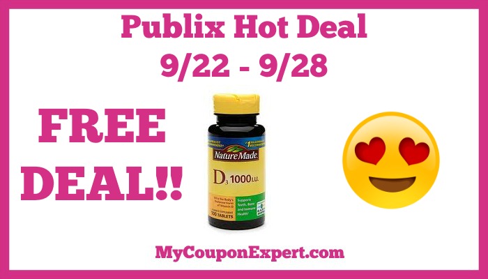 Hot Deal Alert! FREE Nature Made Vitamins at Publix from 9/22 – 9/28