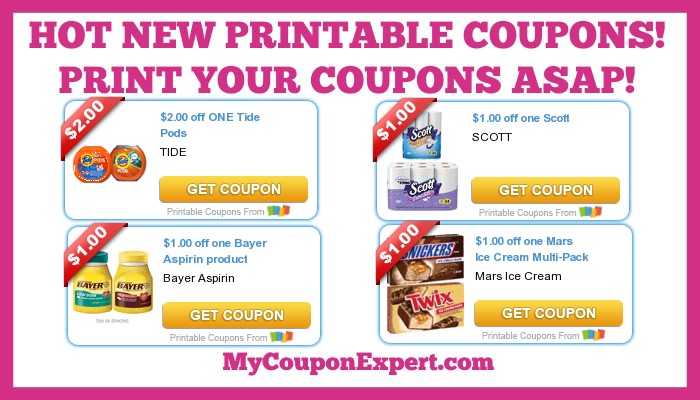 HOT New Printable Coupons: Scott, Tide, Mars, Bayer, Poise, Purina, Right Guard, and MORE!