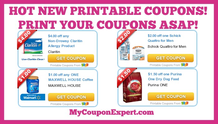 HOT New Printable Coupons: Claritin, Tyson, Maxwell House, Purina, Schick, Nivea, and MUCH MORE!