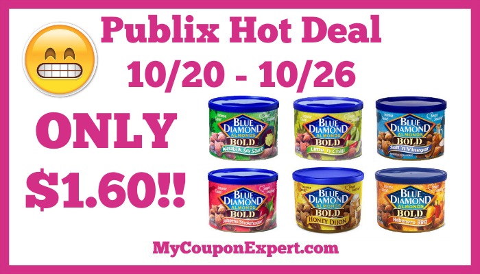 Hot Deal Alert! Blue Diamond Almonds Only $1.60 at Publix from 10/20 – 10/26
