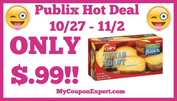 Hot Deal Alert! Cole’s Frozen Bread Only $.99 at Publix from 10/27 – 11/2