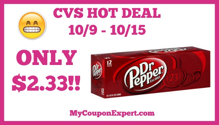 Hot Deal Alert!! Dr Pepper 12 pack Only $2.33 at CVS from 10/9 – 10/15