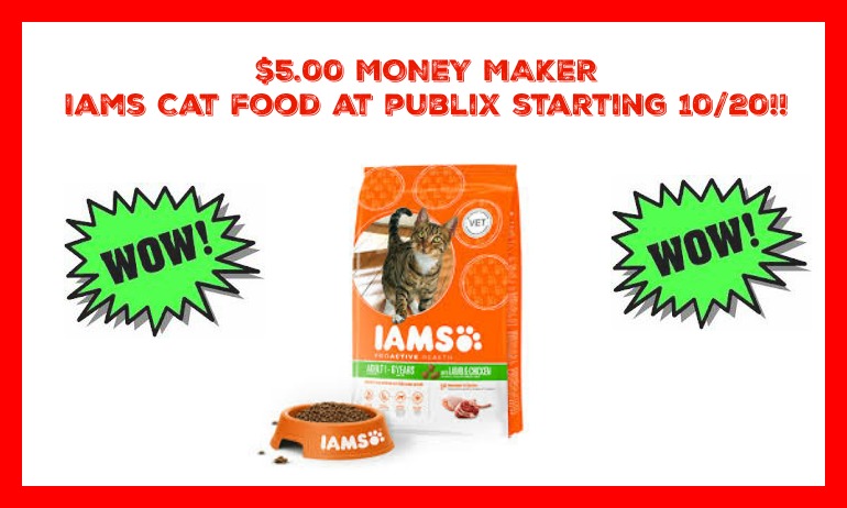HUGE MONEY MAKER on Iams Cat Food at Publix starting 10/20!!!  LOOK!!