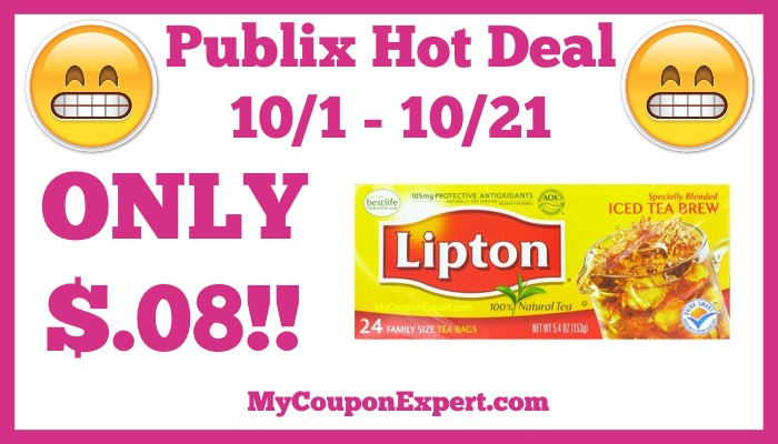 Hot Deal Alert! Lipton Tea Bags Only $.08 at Publix from 10/1 – 10/21