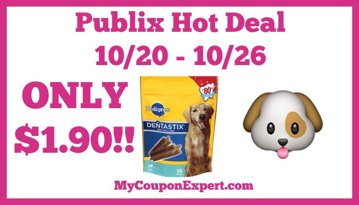Hot Deal Alert! Pedigree Dentastix Only $1.90 at Publix from 10/20 – 10/26