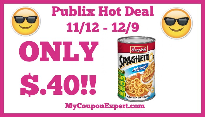 Hot Deal Alert! Campbell’s SpaghettiOs Only $.40 at Publix from 11/12 – 12/9
