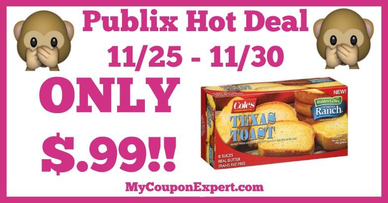 Hot Deal Alert! Cole’s Frozen Bread Only $.99 at Publix from 11/25 – 11/30