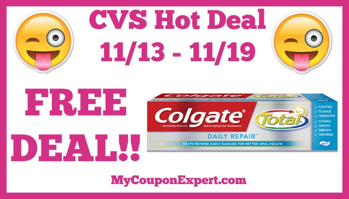 Hot Deal Alert!! FREE Colgate Toothpaste at CVS from 11/13 – 11/19