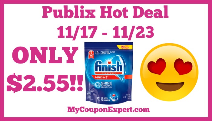 Hot Deal Alert! Finish Automatic Dishwasher Detergent Only $2.55 at Publix from 11/17 – 11/23