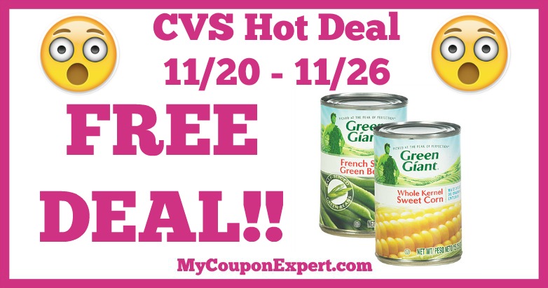 Hot Deal Alert!! FREE Green Giant Vegetables at CVS from 11/20 – 11/26