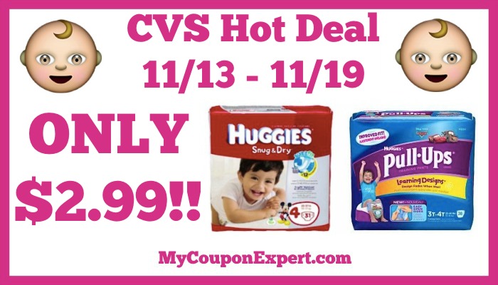 Hot Deal Alert!! Huggies Diapers and Pull Ups Only $2.99 at CVS from 11/13 – 11/19