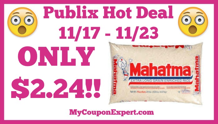 Hot Deal Alert! Mahatma Rice 5 lb Bag Only $2.24 at Publix from 11/17 – 11/23