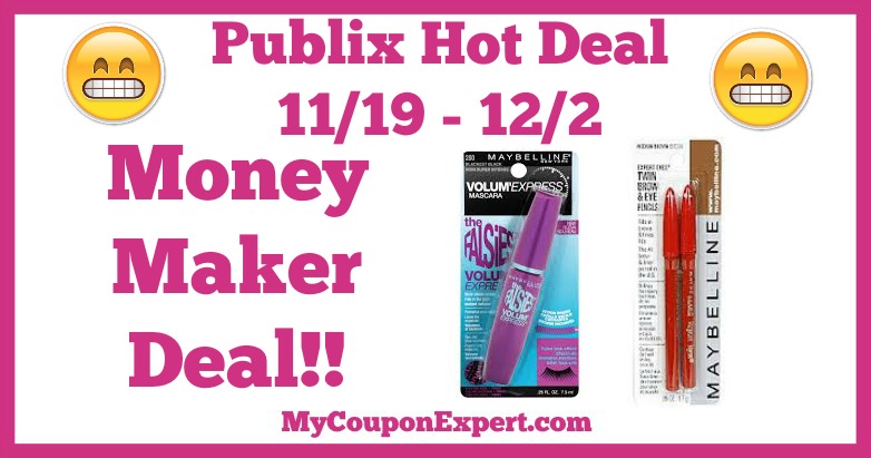 Hot Deal Alert! OVERAGE on Maybelline at Publix from 11/19 – 12/2