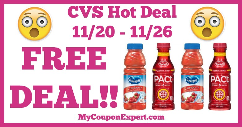 Hot Deal Alert!! FREE Ocean Spray or PACt at CVS from 11/20 – 11/26